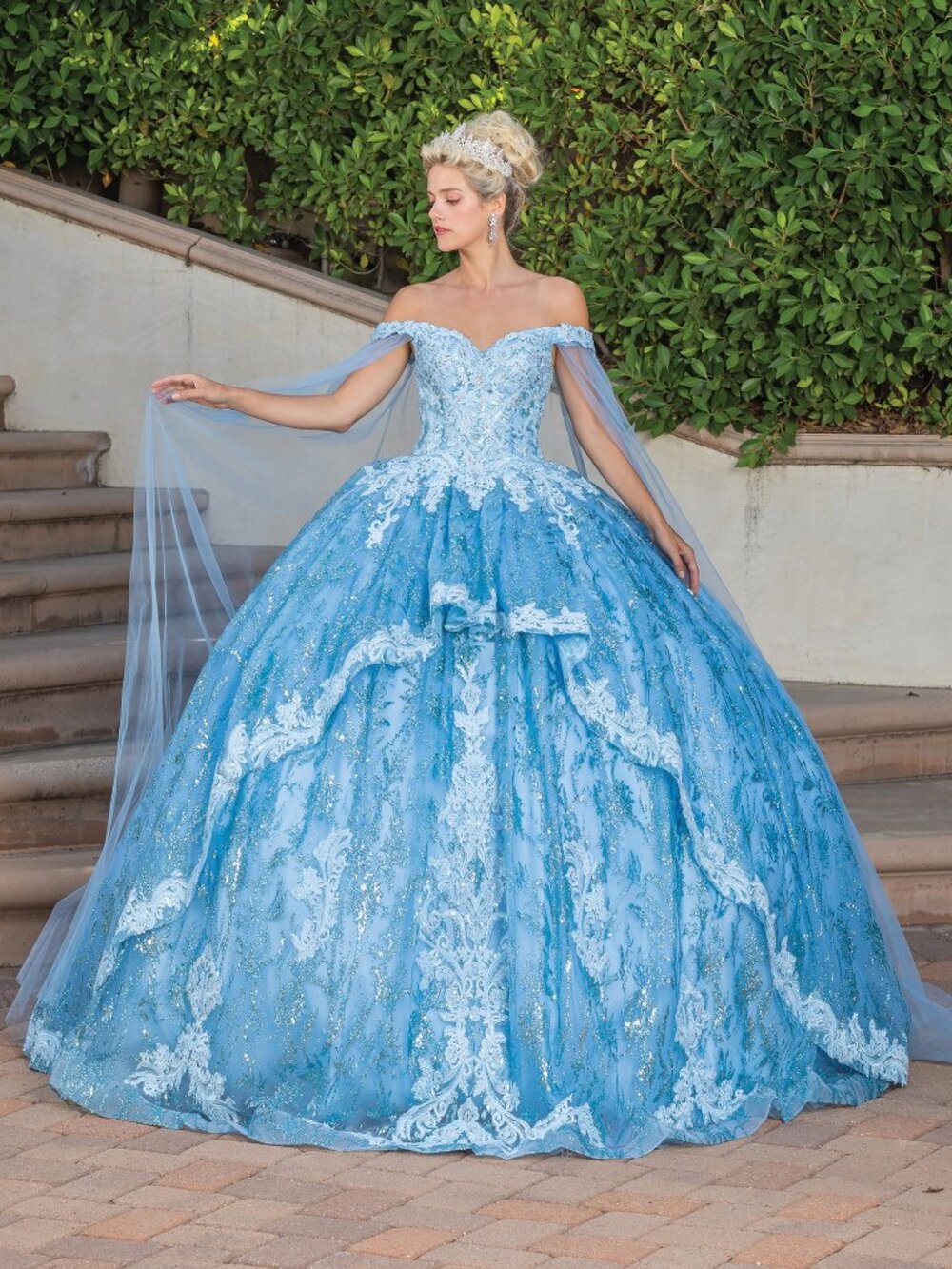 NEW BAHAMA BLUE Sequin & Glitter Quinceanera Ball Gown With Train 1782